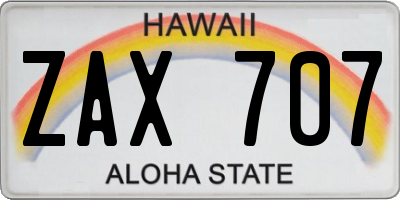 HI license plate ZAX707