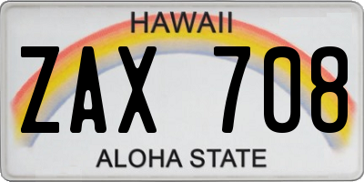 HI license plate ZAX708