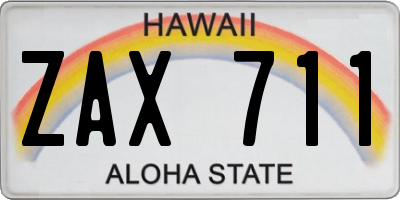 HI license plate ZAX711