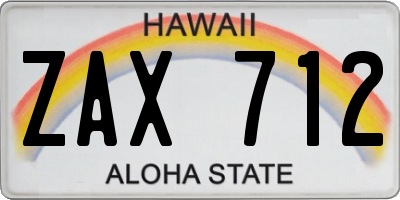 HI license plate ZAX712