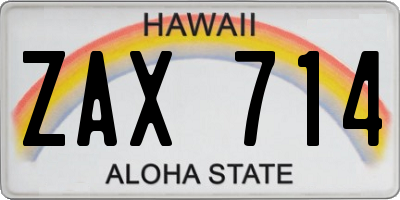 HI license plate ZAX714