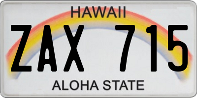 HI license plate ZAX715