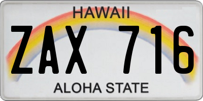 HI license plate ZAX716