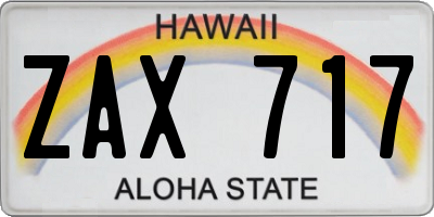 HI license plate ZAX717