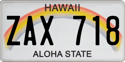 HI license plate ZAX718