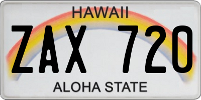 HI license plate ZAX720