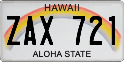 HI license plate ZAX721