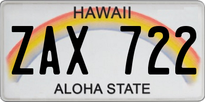 HI license plate ZAX722