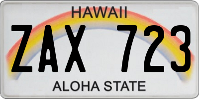 HI license plate ZAX723