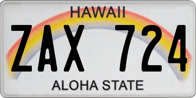 HI license plate ZAX724