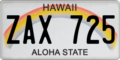 HI license plate ZAX725