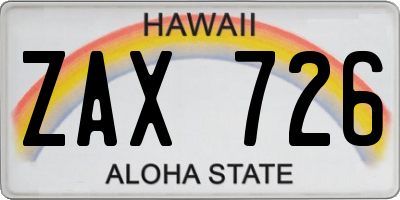 HI license plate ZAX726