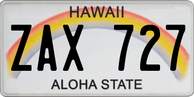 HI license plate ZAX727