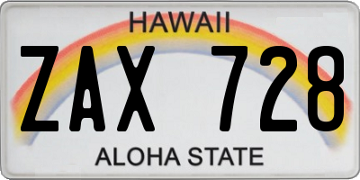 HI license plate ZAX728