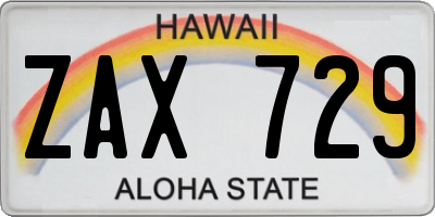 HI license plate ZAX729