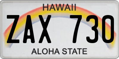 HI license plate ZAX730
