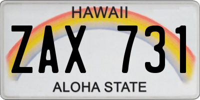 HI license plate ZAX731