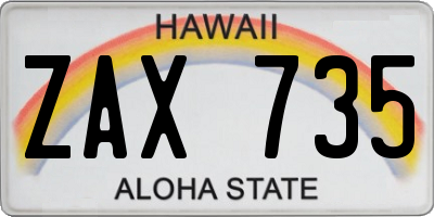 HI license plate ZAX735