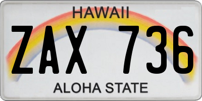 HI license plate ZAX736