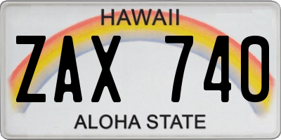 HI license plate ZAX740