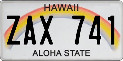 HI license plate ZAX741
