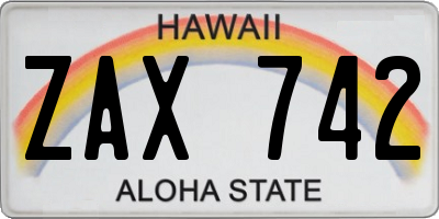 HI license plate ZAX742