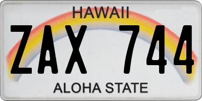 HI license plate ZAX744