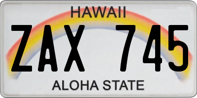 HI license plate ZAX745