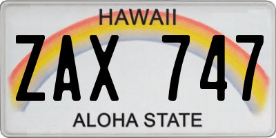 HI license plate ZAX747
