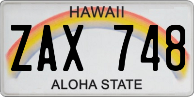 HI license plate ZAX748