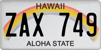 HI license plate ZAX749