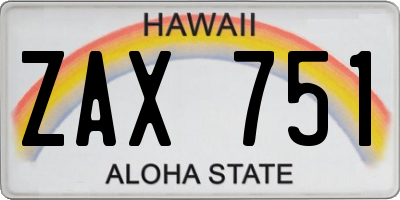 HI license plate ZAX751