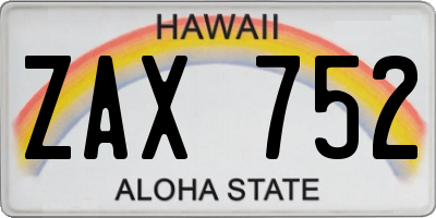 HI license plate ZAX752
