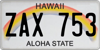 HI license plate ZAX753