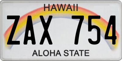 HI license plate ZAX754