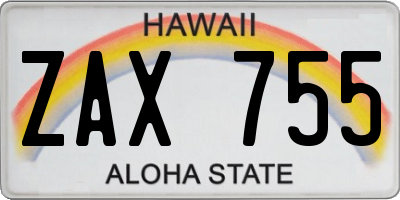 HI license plate ZAX755