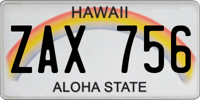 HI license plate ZAX756