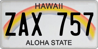 HI license plate ZAX757