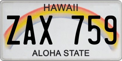 HI license plate ZAX759