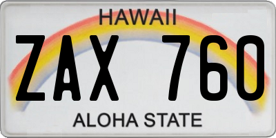 HI license plate ZAX760
