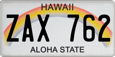 HI license plate ZAX762