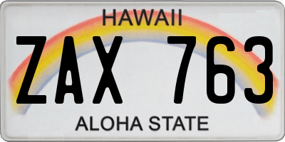 HI license plate ZAX763