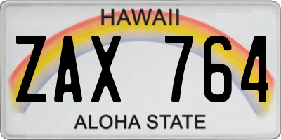 HI license plate ZAX764
