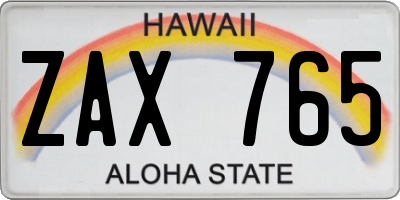 HI license plate ZAX765