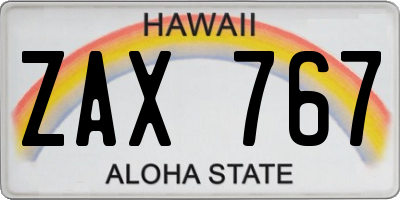 HI license plate ZAX767