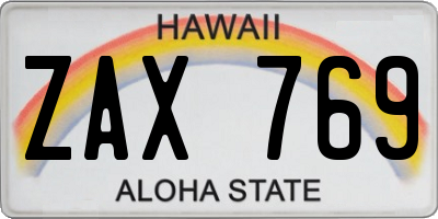 HI license plate ZAX769