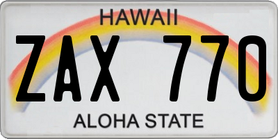 HI license plate ZAX770