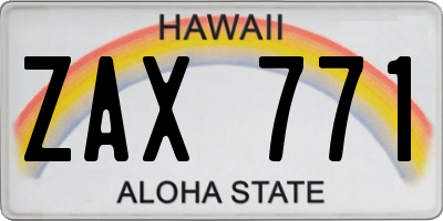 HI license plate ZAX771