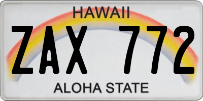 HI license plate ZAX772
