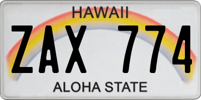 HI license plate ZAX774
